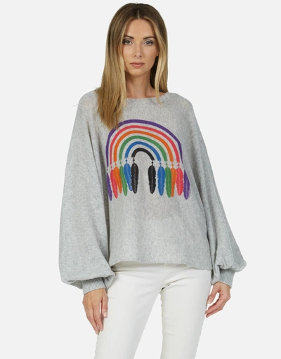 Shop Lauren Moshi Sash Feather Rainbow In Heather Grey