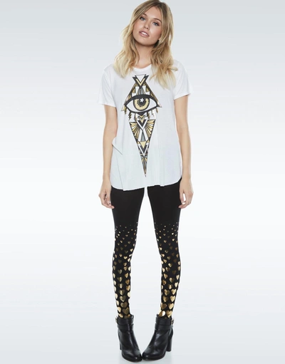 Lauren Moshi Shae All Over Foil Leggings In Black In Black