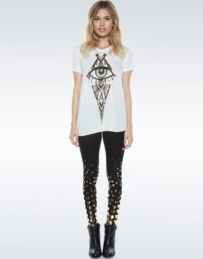 Lauren Moshi Shae All Over Foil Leggings In Black In Black