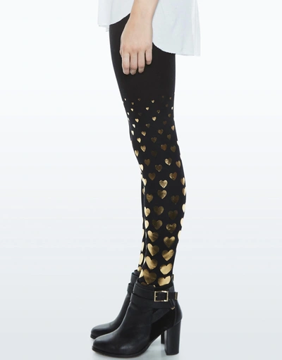 Lauren Moshi Shae All Over Foil Leggings In Black In Black