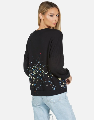 Lauren Moshi Sierra Brush Peace In Black/paint Splatter