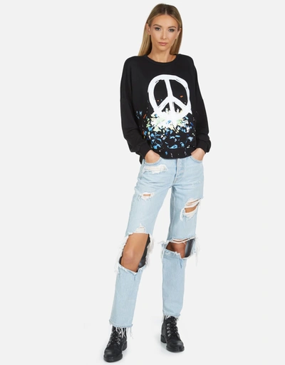 Lauren Moshi Sierra Brush Peace In Black/paint Splatter