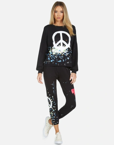 Lauren Moshi Sierra Brush Peace In Black/paint Splatter