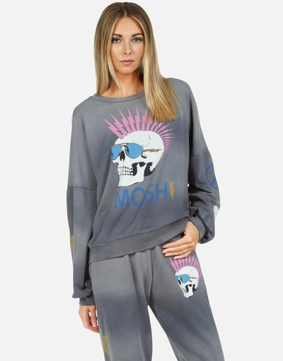 Lauren Moshi Sierra Moshi Lightning Skull In Faded Graphite
