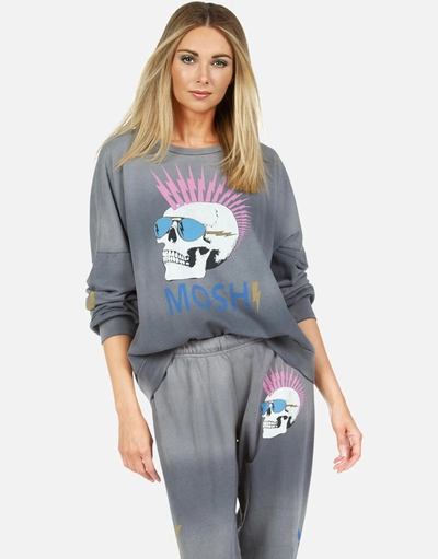 Lauren Moshi Sierra Moshi Lightning Skull In Faded Graphite