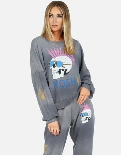 Lauren Moshi Sierra Moshi Lightning Skull In Faded Graphite