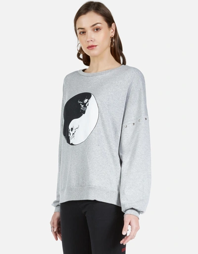 Shop Lauren Moshi Sierra Skull Yin Yang In Heather Grey