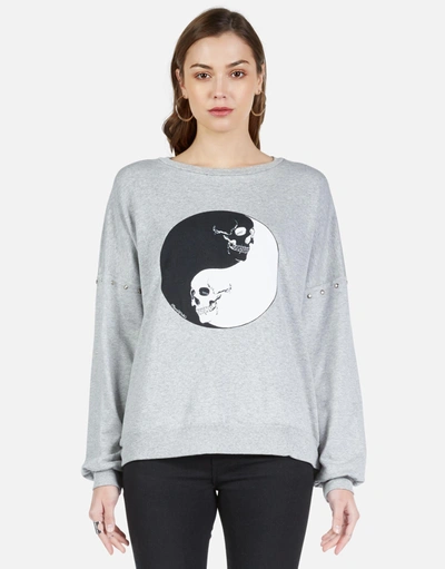 Shop Lauren Moshi Sierra Skull Yin Yang In Heather Grey