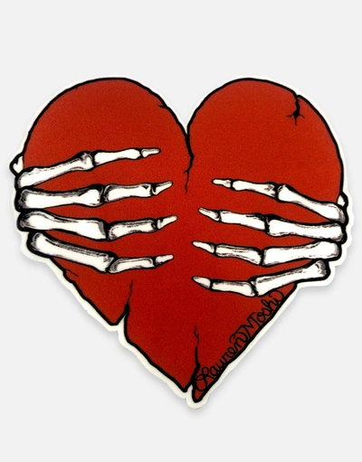 Lauren Moshi Xr Skeleton Hand Heart Sticker In White