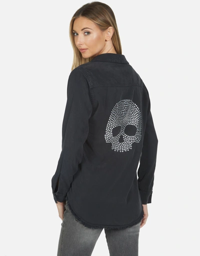 Lauren Moshi Sloane Nailhead Skull In Onyx