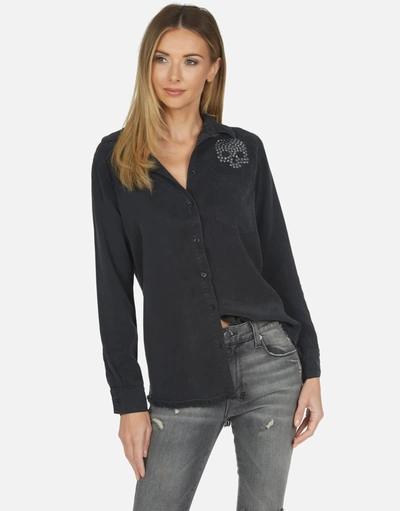 Lauren Moshi Sloane Nailhead Skull In Onyx