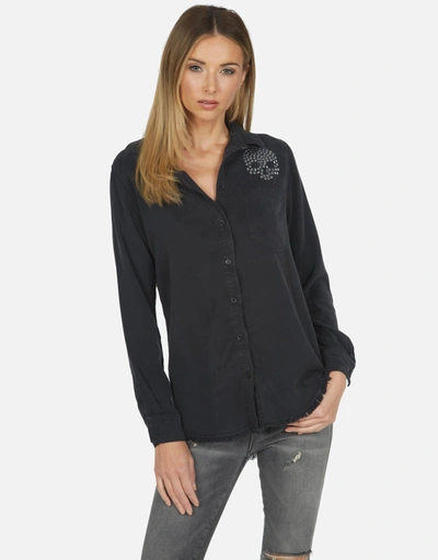 Lauren Moshi Sloane Nailhead Skull In Onyx