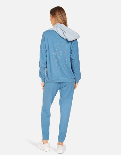 Lauren Moshi Stephanie X Neon Stud Peace In Dusty Blue/ Teal Sky