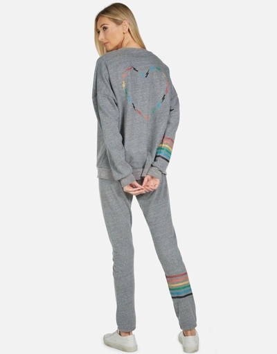 Lauren Moshi Uri Rainbow Electric Skull In Heather Grey