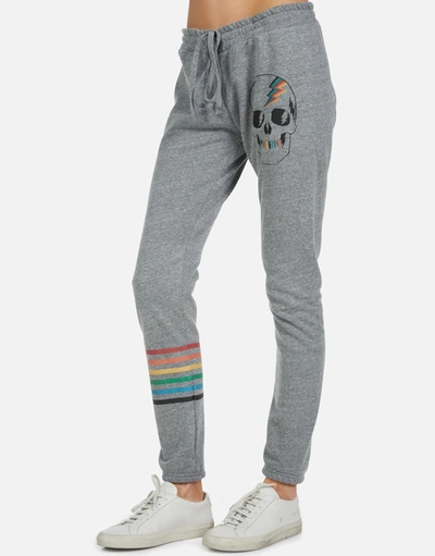 Lauren Moshi Uri Rainbow Electric Skull In Heather Grey