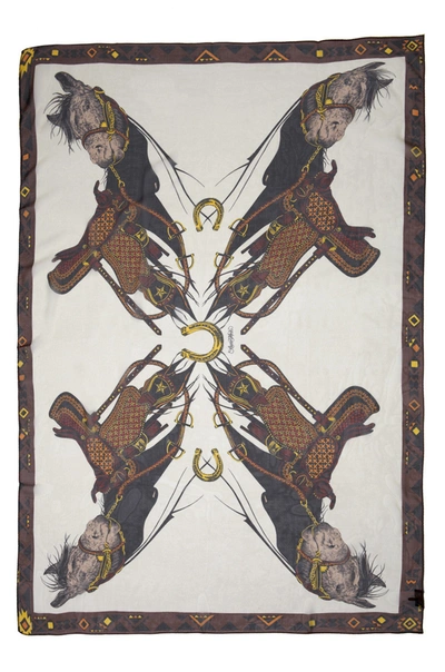 LAUREN MOSHI VICTORIA HORSE SILK CHIFFON SCARF 