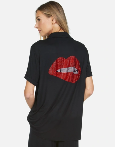 Lauren Moshi Waverly X Crystal Biting Lip In Black