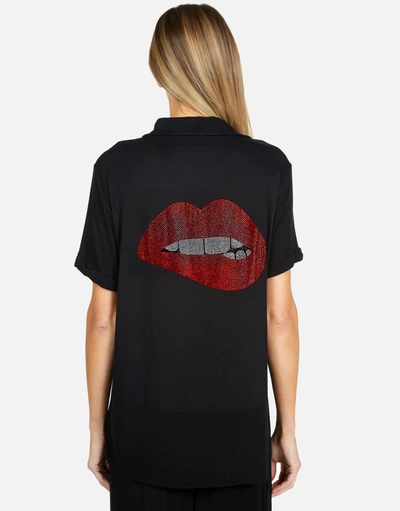 Lauren Moshi Waverly X Crystal Biting Lip In Black