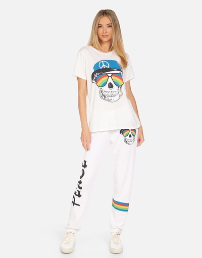 Lauren Moshi Wolf Rainbow Peace Skull In Milk