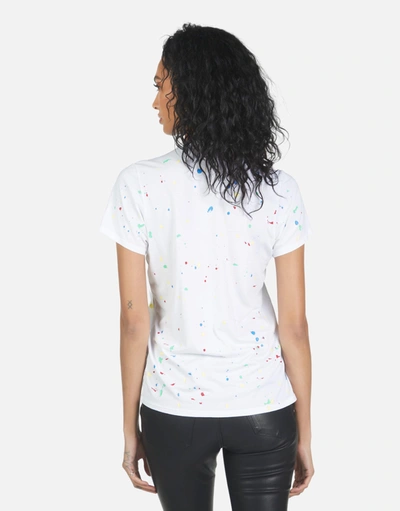Lauren Moshi Wolf Text Happy Face In White/primary Splatter