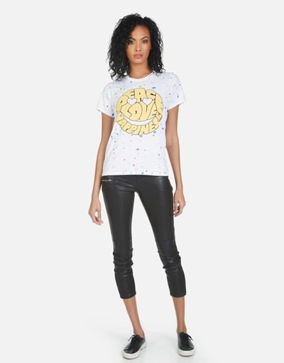 Lauren Moshi Wolf Text Happy Face In White/primary Splatter