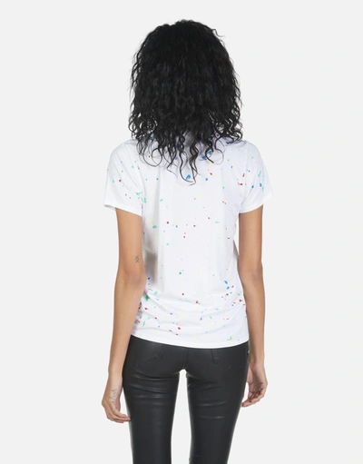 Lauren Moshi Wolf Text Happy Face In White/primary Splatter