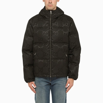 Shop Gucci Black Padded Jacket In Jumbo Gg Fabric