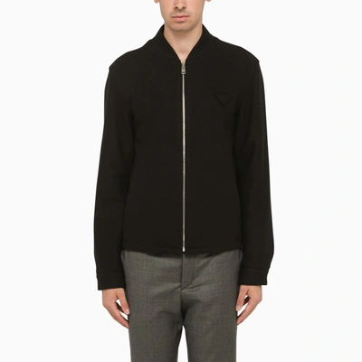 Shop Prada Short Puffer Jacket In Black Wool