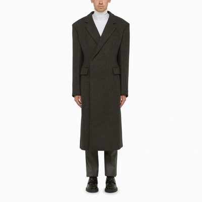 Shop Prada | Anthracite Grey Double-breasted Wool Coat