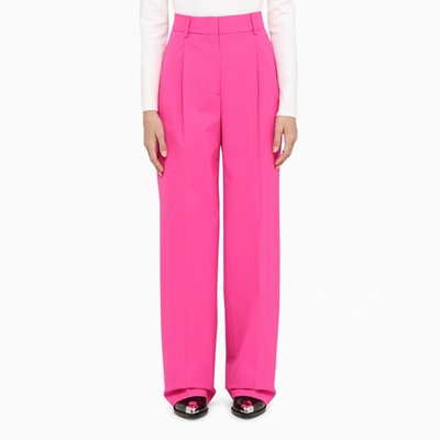 Msgm Fuchsia Wool Classic Trousers In Pink