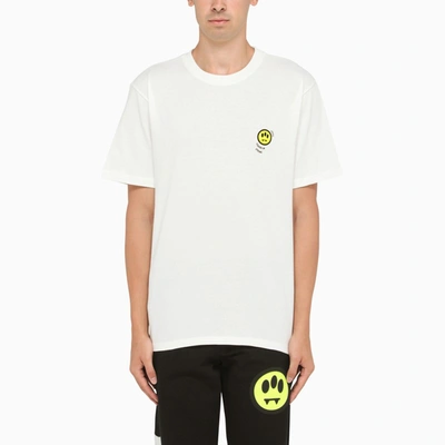 Shop Barrow White T-shirt With Contrasting Logo In Multicolor