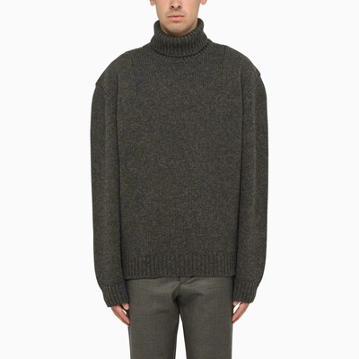 Shop Prada Grey Wool Turtleneck Sweater In Pink