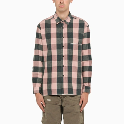 Shop President's Cotton Shirt With A Pink/green Check Pattern In Multicolor