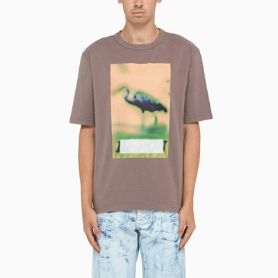 Shop Heron Preston Grey Cotton Crew Neck T-shirt With Print