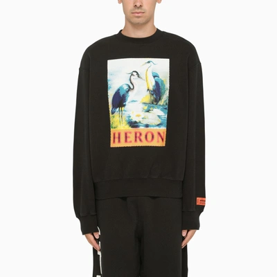 Shop Heron Preston Black Cotton Crew Neck Sweatshirt With Print