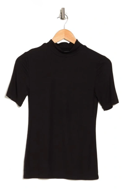 Shop Bcbgmaxazria Ribbed Mock Neck T-shirt In Black