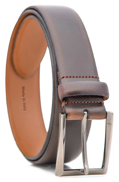 Shop Made In Italy Soft Pebble Grain Leather Belt In Brown