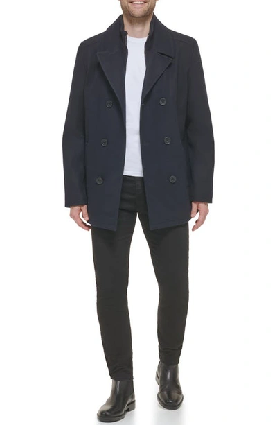 Kenneth Cole New York Classic Wool Peacoat In Navy