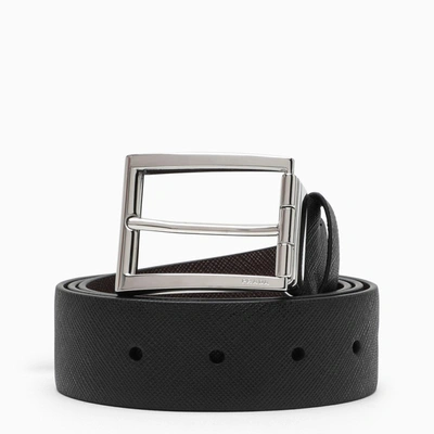 Shop Prada Black/brown Reversible Leather Belt