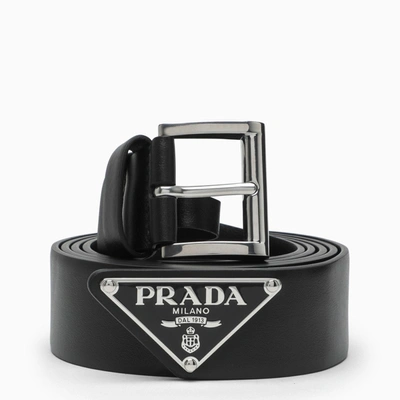 Shop Prada | Black Leather Belt With Logo