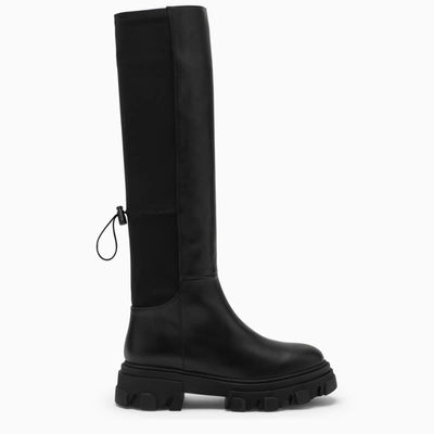 Shop Gia Borghini | Gia 12 Black Leather And Neoprene High Boots