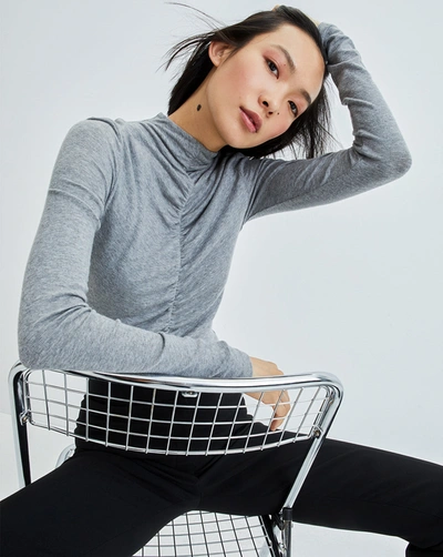 Shop Veronica Beard Theresa Ruched Turtleneck In Heather Grey
