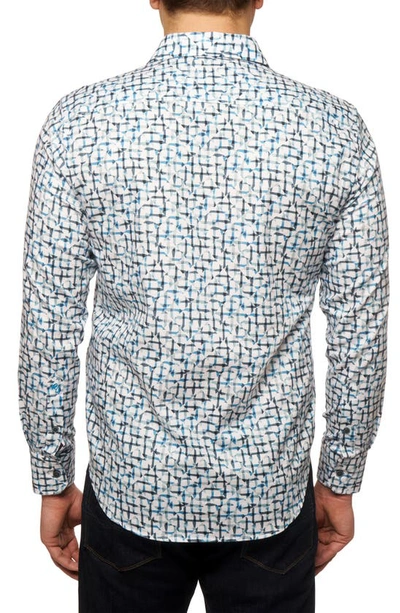 Shop Robert Graham Kerberos Geo Print Button-up Shirt In Teal