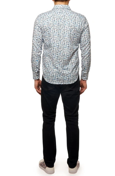 Shop Robert Graham Kerberos Geo Print Button-up Shirt In Teal