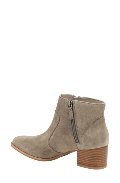 Johnston & Murphy Trista Zip Pointed Toe Bootie In Taupe Suede