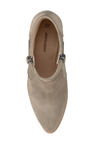 Johnston & Murphy Trista Zip Pointed Toe Bootie In Taupe Suede