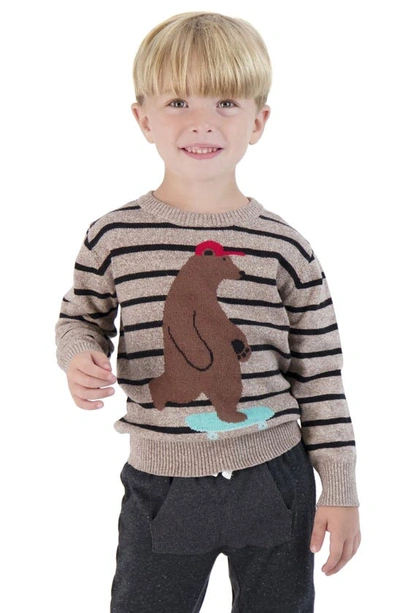 Shop Andy & Evan Kids' Bear Intarsia Crewneck Sweater In Brown