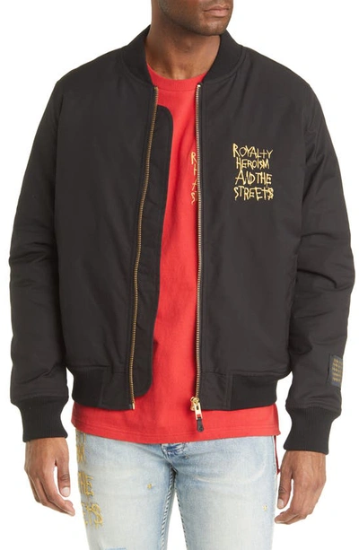 Ksubi Embroidered Graphic Bomber Jacket In Black ModeSens