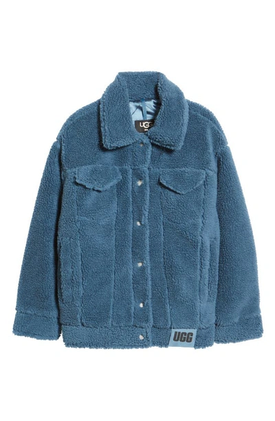 Shop Ugg Fleece Trucker Jacket In Honor Blue