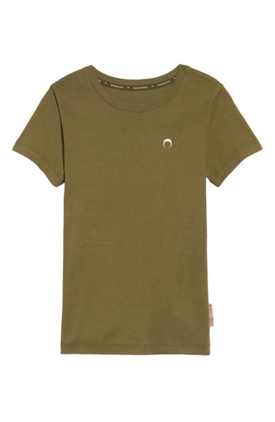 Shop Marine Serre Wee Embroidered Moon Organic Cotton Tee In Green